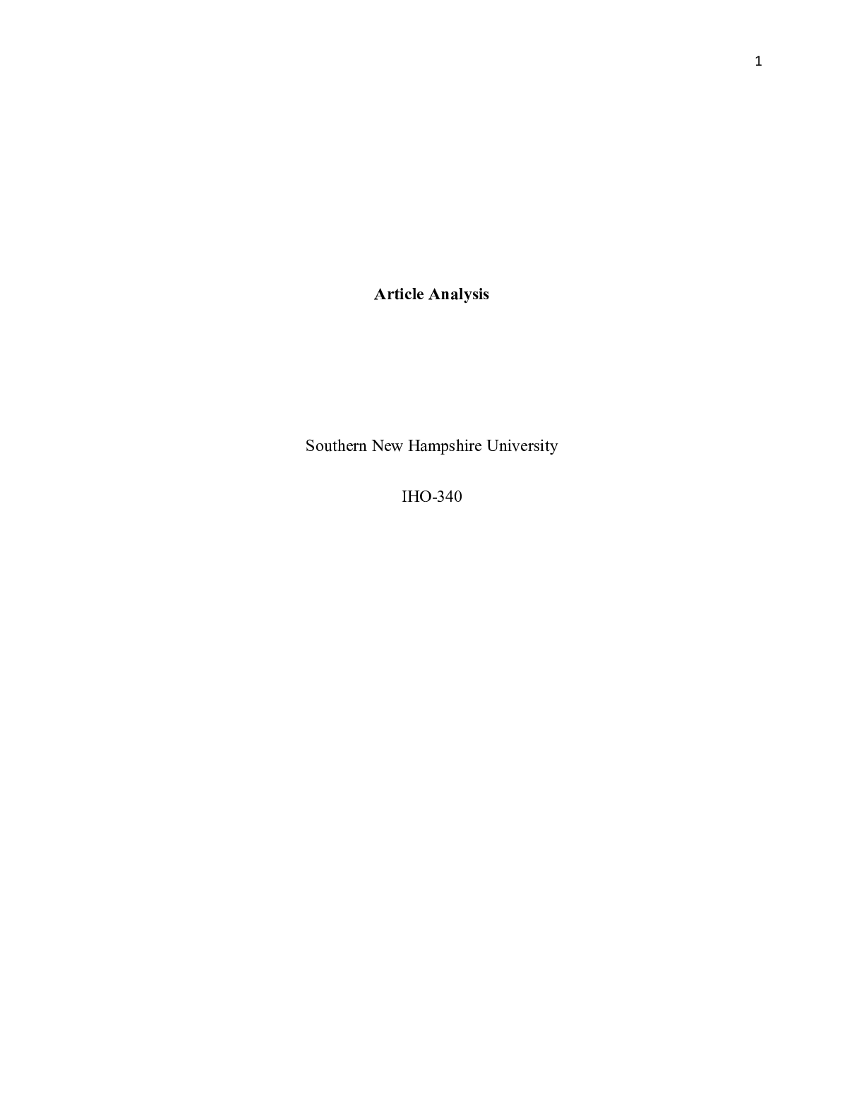 Preview image for IHP 340 Final Project|    Article Analysis      Southern New Hampshire University  IHO
